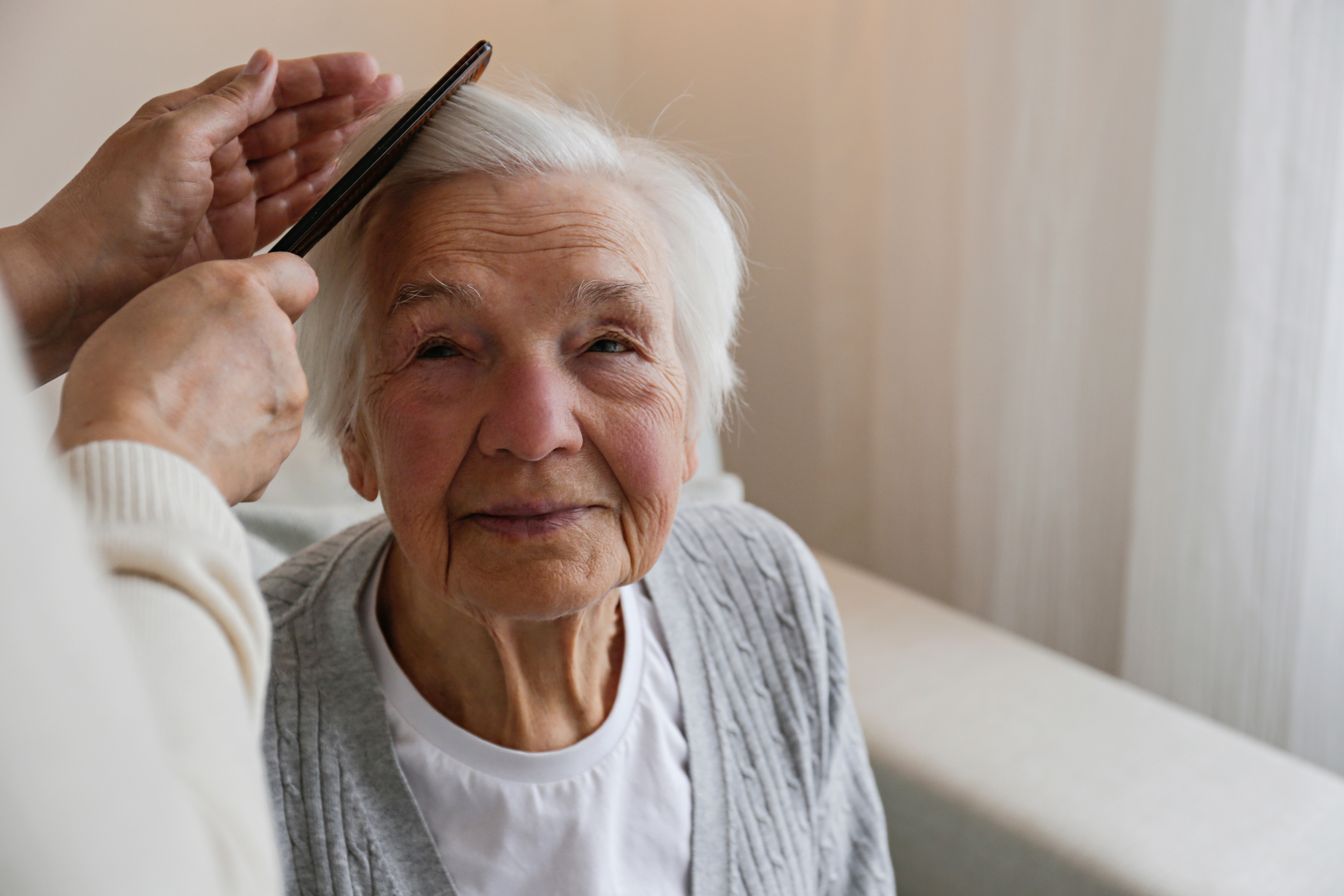 Person brushing hair